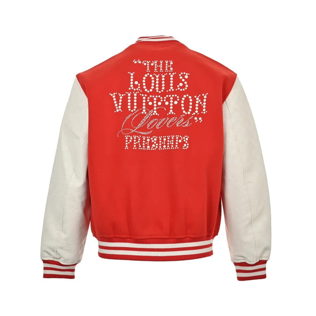 Louis Vuitton/Louis Vuitton 24Fw pearl hot diamond lettering baseball jacket